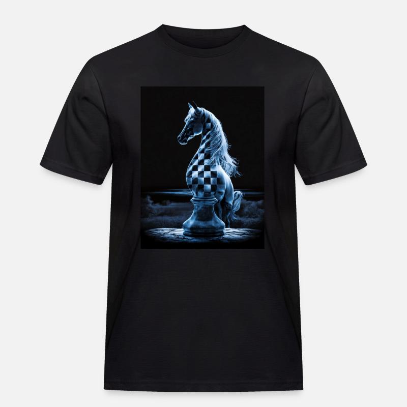 Schachritter im Mondschein - Männer Workwear T-Shirt - Schwarz