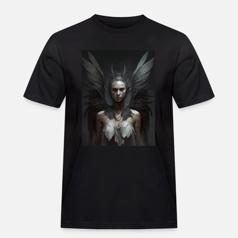 Dunkler Gothic Engel - Männer Workwear T-Shirt - Schwarz
