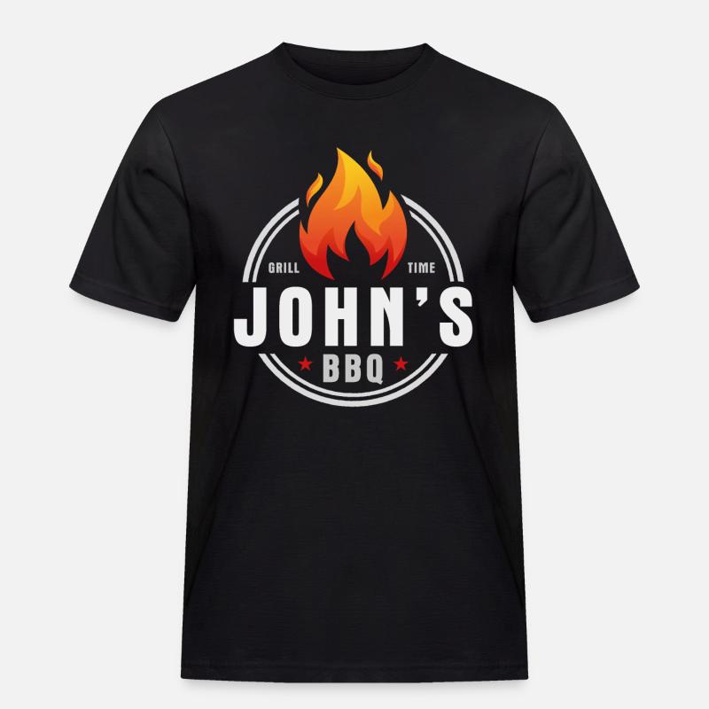 Johns BBQ - Männer Workwear T-Shirt - Schwarz