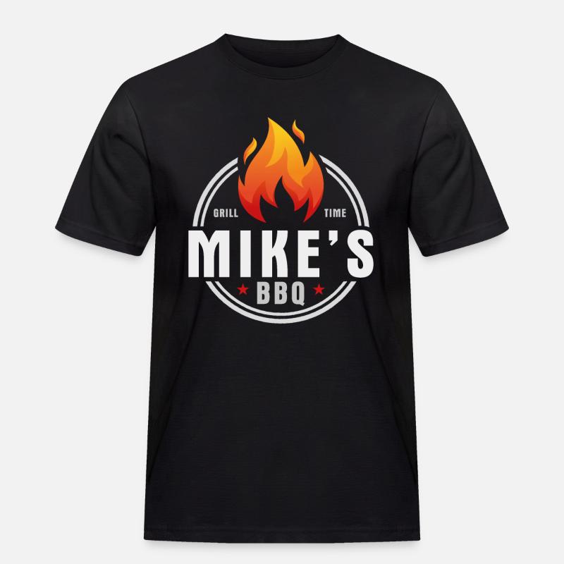 Mikes BBQ - Männer Workwear T-Shirt - Schwarz