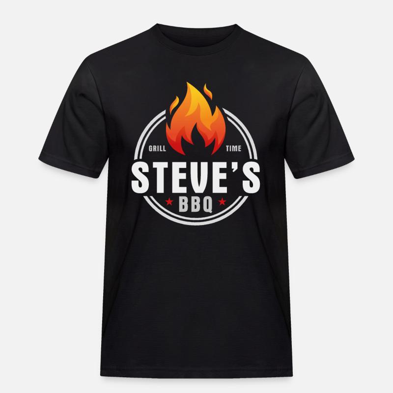 Steves BBQ - Männer Workwear T-Shirt - Schwarz
