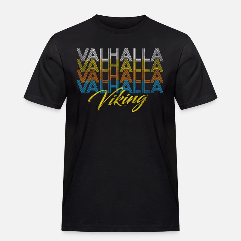 Valhalla Walhalla Viking Wikinger - Männer Workwear T-Shirt - Schwarz