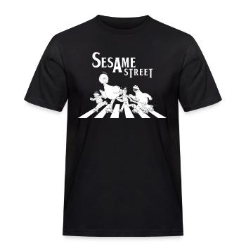 Sesamstraße Design Zebrastreifen Klassiker - Männer Workwear T-Shirt - Schwarz - Vorne - AI Model Male 178 light (178cm)