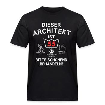 Dieser Architekt ist 55. Schonend behandeln - Männer Workwear T-Shirt - Schwarz - Vorne - AI Model Male 178 light (178cm)