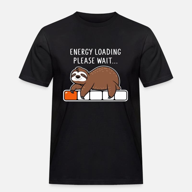 Faultier Energy Loading Please Wait - Männer Workwear T-Shirt - Schwarz