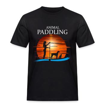 Animal Paddling Stand Up Tiere Hund Katze Paddel - Männer Workwear T-Shirt - Schwarz - Vorne - AI Model Male 178 light (178cm)