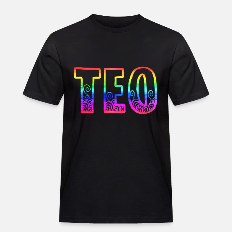 teo rs regenbogen - Männer Workwear T-Shirt - Schwarz