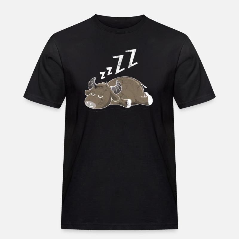 Schlafender Büffel - Männer Workwear T-Shirt - Schwarz