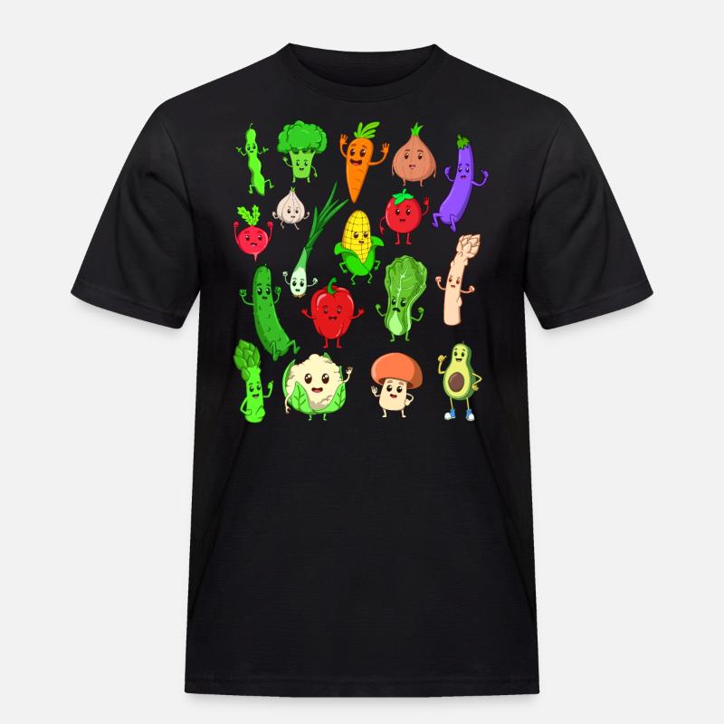 Comic Kawaii Gemüse - Männer Workwear T-Shirt - Schwarz