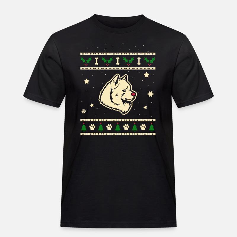 Samojeden Weihnachtsgeschenk - Männer Workwear T-Shirt - Schwarz