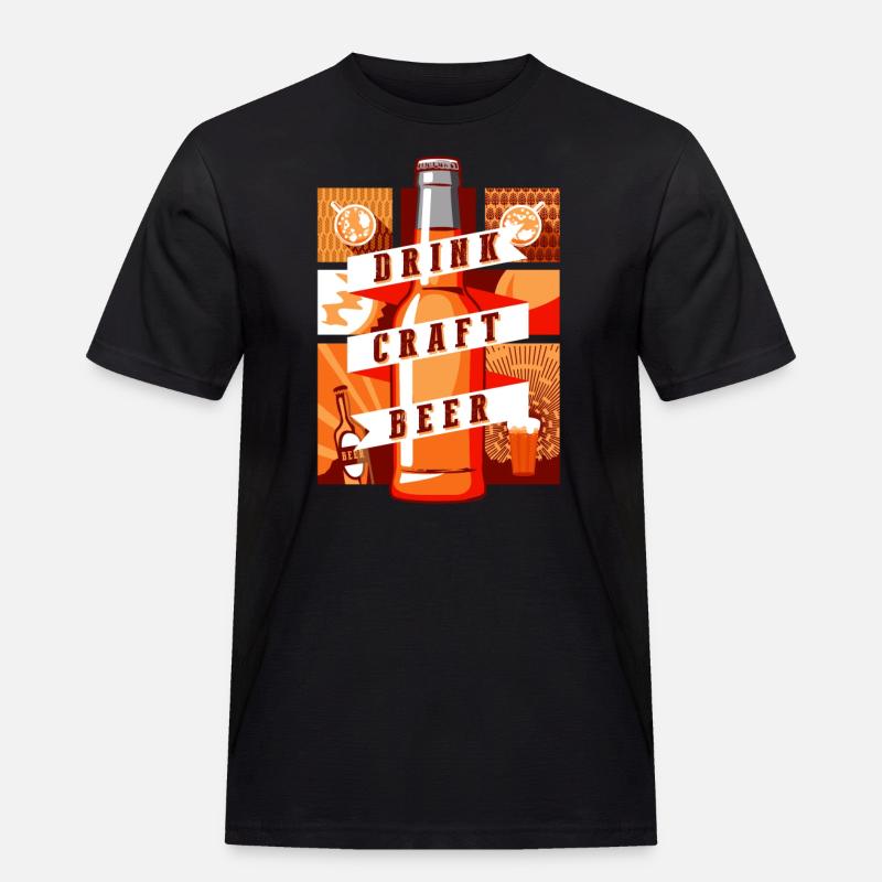 Trink Craftbier - Männer Workwear T-Shirt - Schwarz