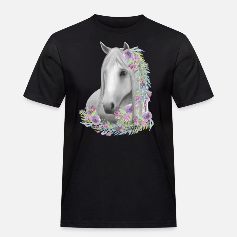 Reiten Pferde Mädchen - Männer Workwear T-Shirt - Schwarz