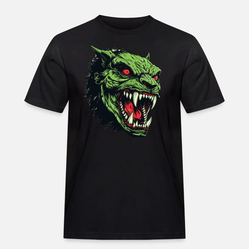 Orkkopf, Dämon, Ghul - Männer Workwear T-Shirt - Schwarz
