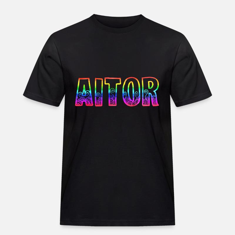 aitor rs regenbogen - Männer Workwear T-Shirt - Schwarz