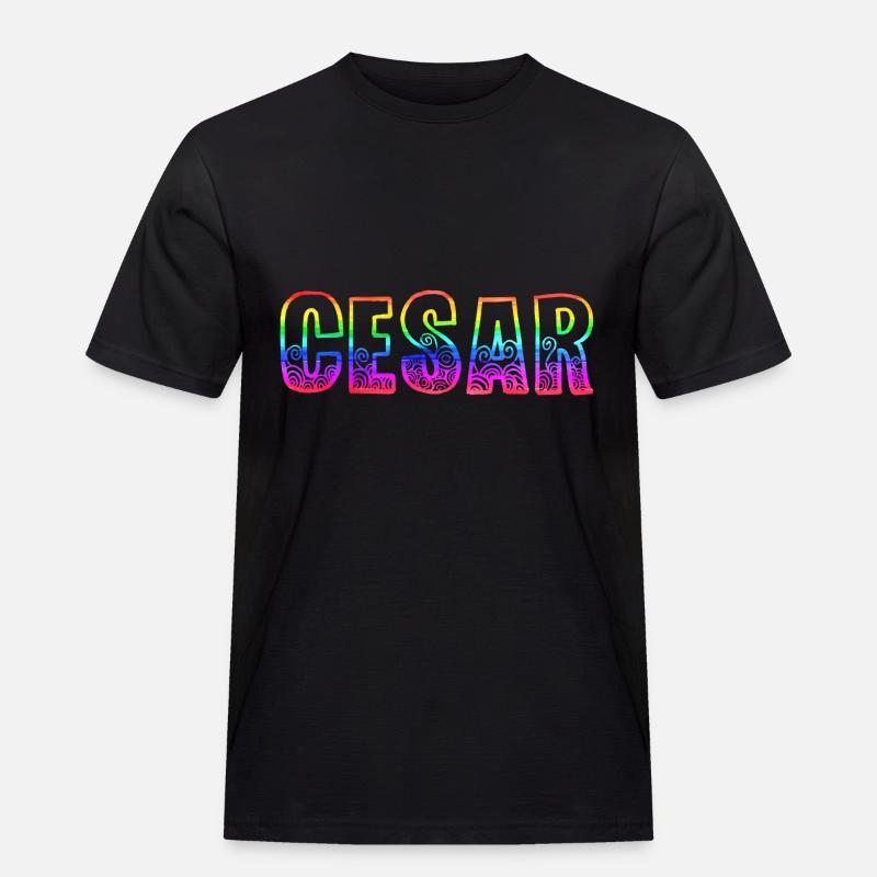 cesar rs regenbogen - Männer Workwear T-Shirt - Schwarz