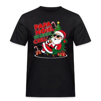 Papa Noël en Mode Chill - T-shirt Workwear homme - noir - Devant - AI Model Male 178 light (178cm)