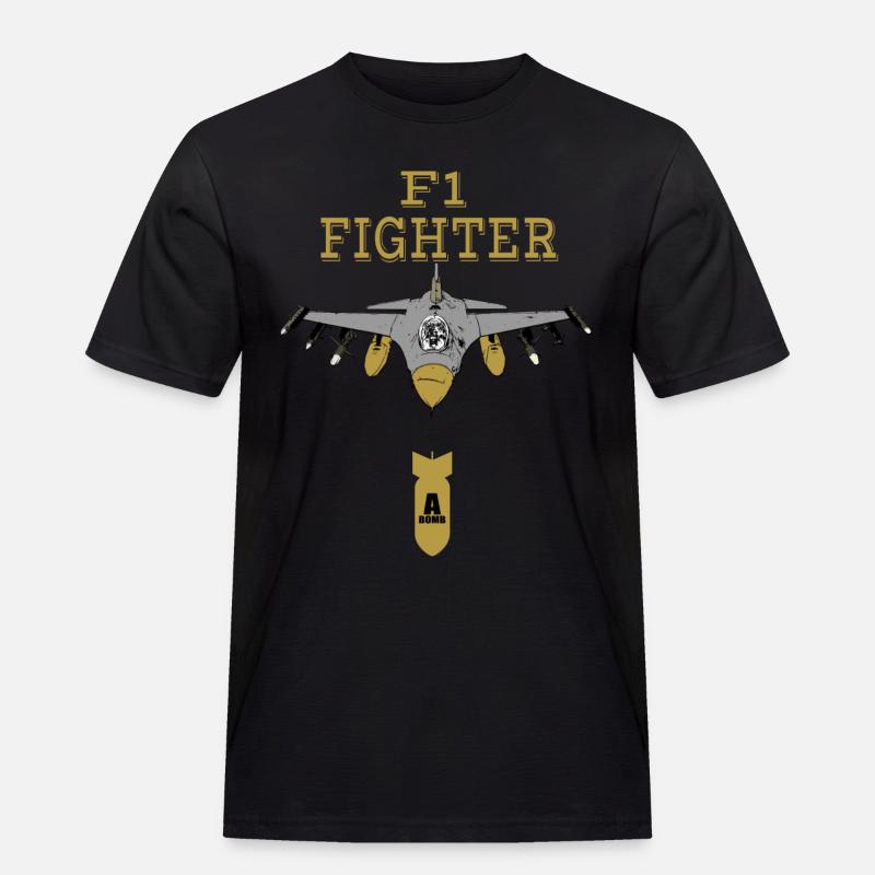 Kampfflugzeug - Männer Workwear T-Shirt - Schwarz