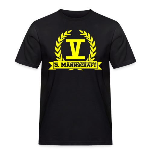 V mit College-Schriftzug - Gelb - Männer Workwear T-Shirt