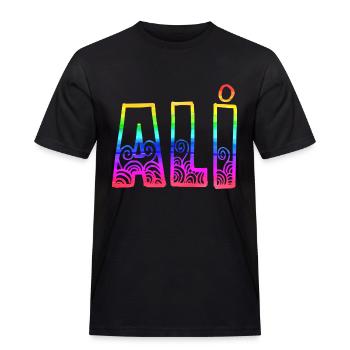 Ali R's Rainbow - Men's Workwear T-Shirt - black - Front - AI Model Male 178 light (178cm)