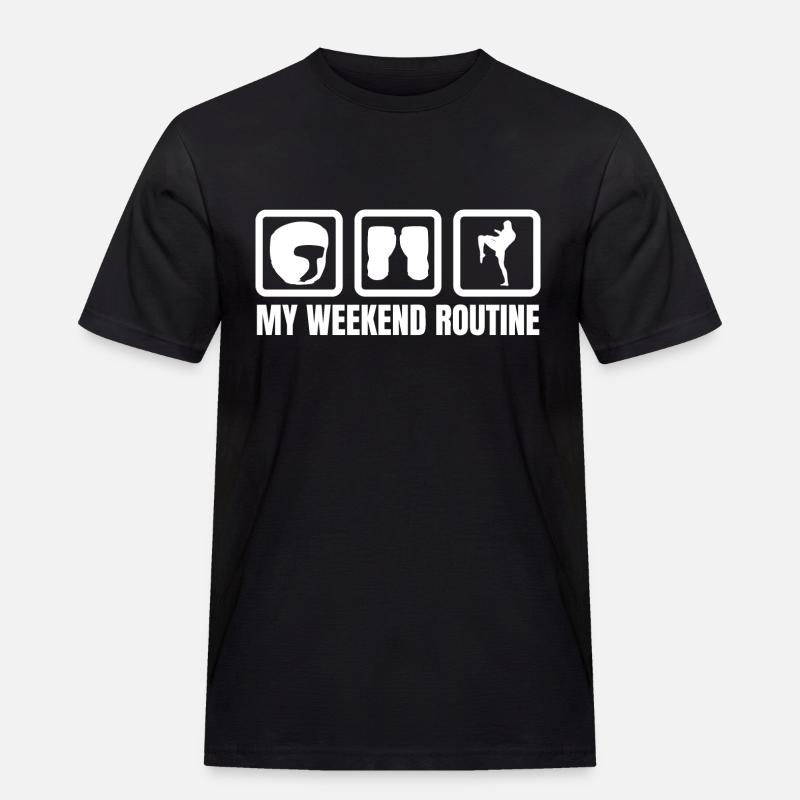 Meine Wochenendroutine - Männer Workwear T-Shirt - Schwarz