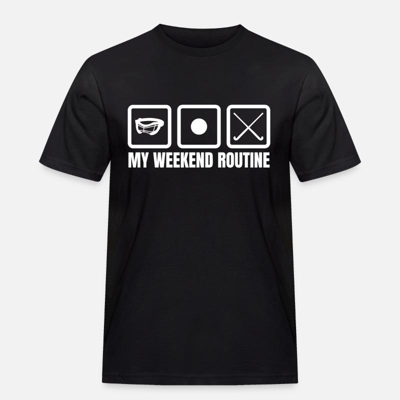 Meine Wochenendroutine - Männer Workwear T-Shirt - Schwarz
