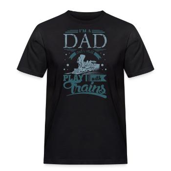 Train miniature Papa - T-shirt Workwear homme - noir - Devant - AI Model Male 178 light (178cm)