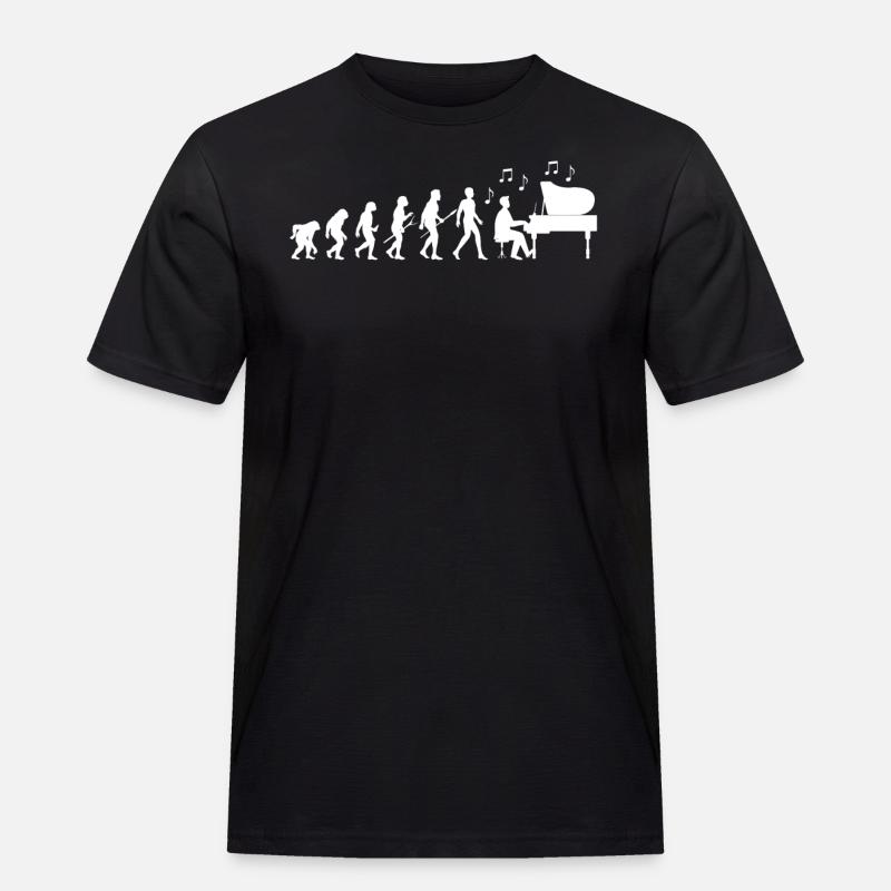 Pianist Evolution - Männer Workwear T-Shirt - Schwarz