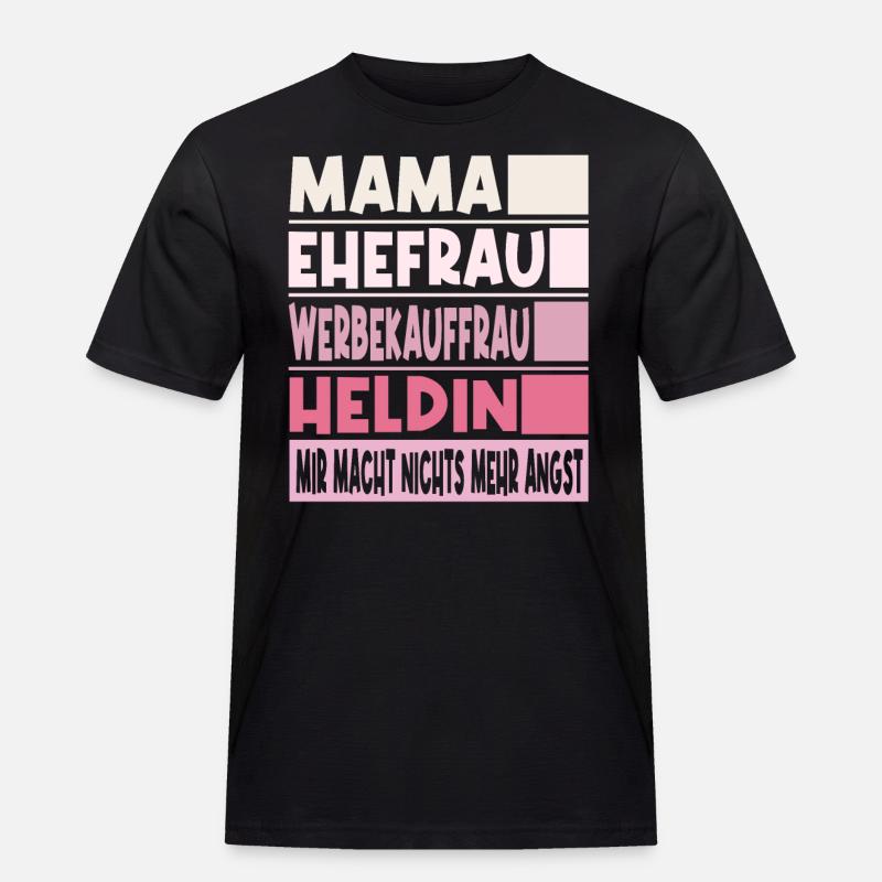 Werbekauffrau Mama Ehefrau Heldin - Männer Workwear T-Shirt - Schwarz