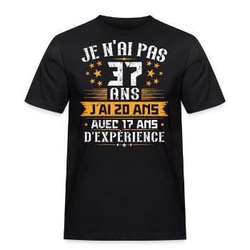Je n'ai pas 37 ans, Cadeau d'anniversaire 37 ans - T-shirt Workwear homme - noir - Devant - AI Model Male 178 light (178cm)