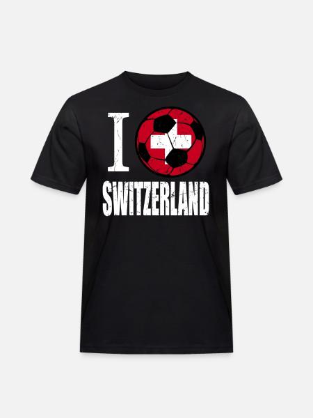 Schweiz Fußball - Männer Workwear T-Shirt - Schwarz