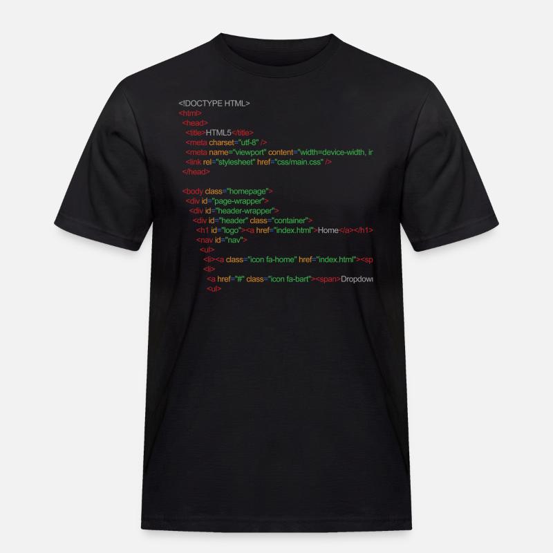 Code HTML5 - T-shirt Workwear homme - noir