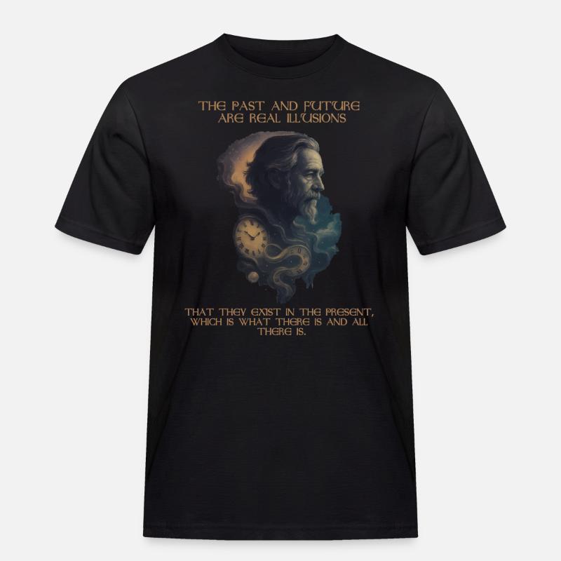 Alan Watts Zeit Zitat Kunst - Männer Workwear T-Shirt - Schwarz
