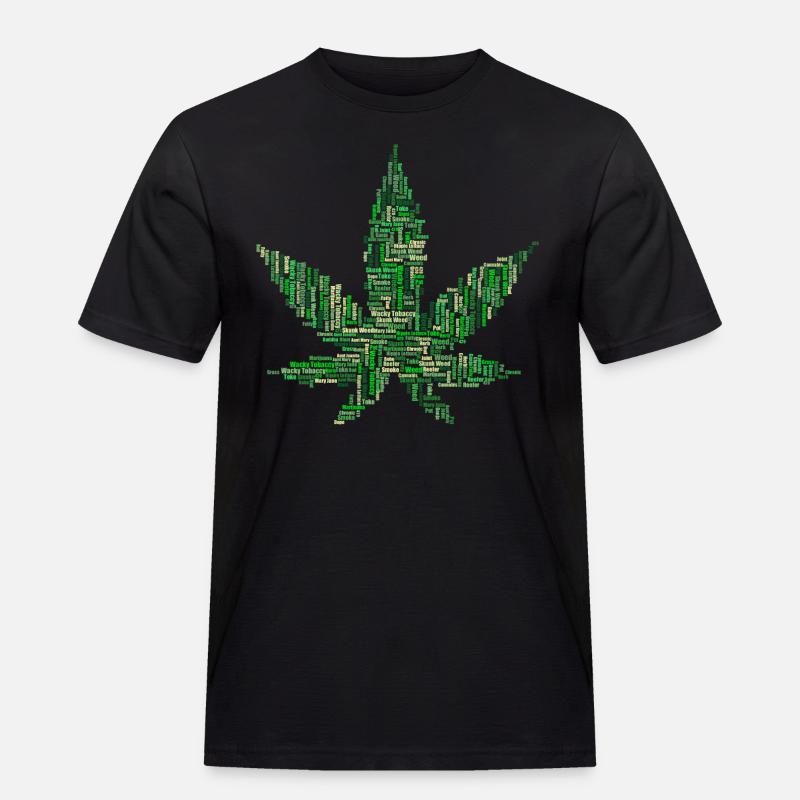 Hanfblatt Schriftzug Geschenk Geschenkidee - Männer Workwear T-Shirt - Schwarz