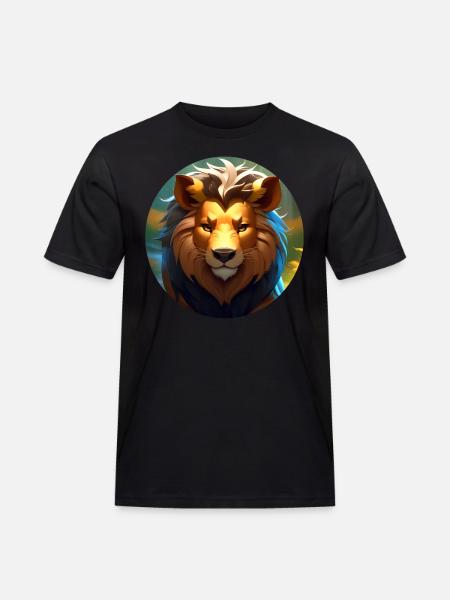 Stolzer Löwe - Männer Workwear T-Shirt - Schwarz