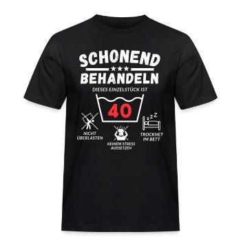 Schonend behandeln - dieses Einzelstück ist 40 - Männer Workwear T-Shirt - Schwarz - Vorne - AI Model Male 178 light (178cm)