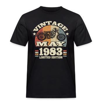 Né en mai 1983 - 40 ans - T-shirt Workwear homme - noir - Devant - AI Model Male 178 light (178cm)