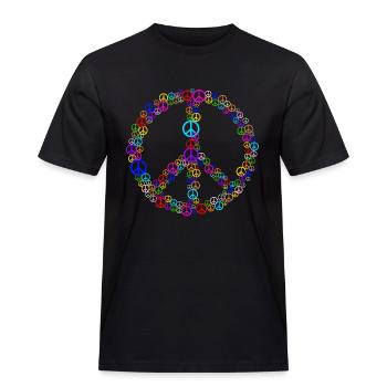 Peace in Peaces - Männer Workwear T-Shirt - Schwarz - Vorne - AI Model Male 178 light (178cm)