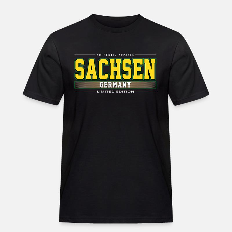 Sachsen - Männer Workwear T-Shirt - Schwarz
