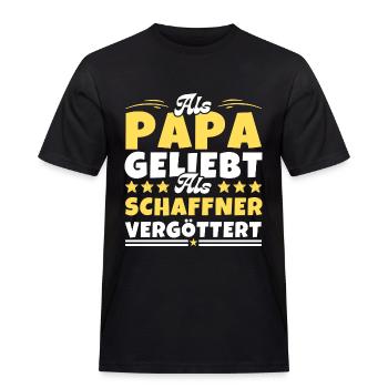 Als Papa geliebt, als Schaffner vergöttert - Männer Workwear T-Shirt - Schwarz - Vorne - AI Model Male 178 light (178cm)