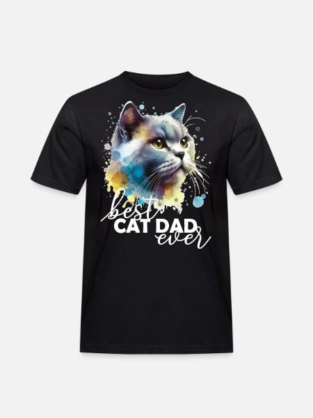 Best Cat Dad Ever - Men's Workwear T-Shirt - black