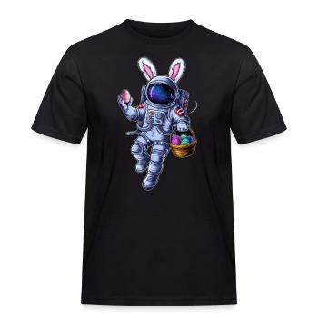 Weltraum Osterhase und Eiersuche - Männer Workwear T-Shirt - Schwarz - Vorne - AI Model Male 178 light (178cm)