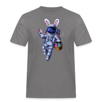 Weltraum Osterhase und Eiersuche - Männer Workwear T-Shirt - Grau - Vorne - AI Model Male 185 dark (185cm)