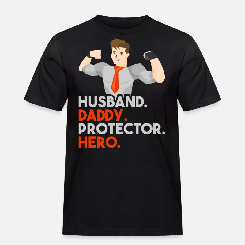 Daddy Superhero - Männer Workwear T-Shirt - Schwarz