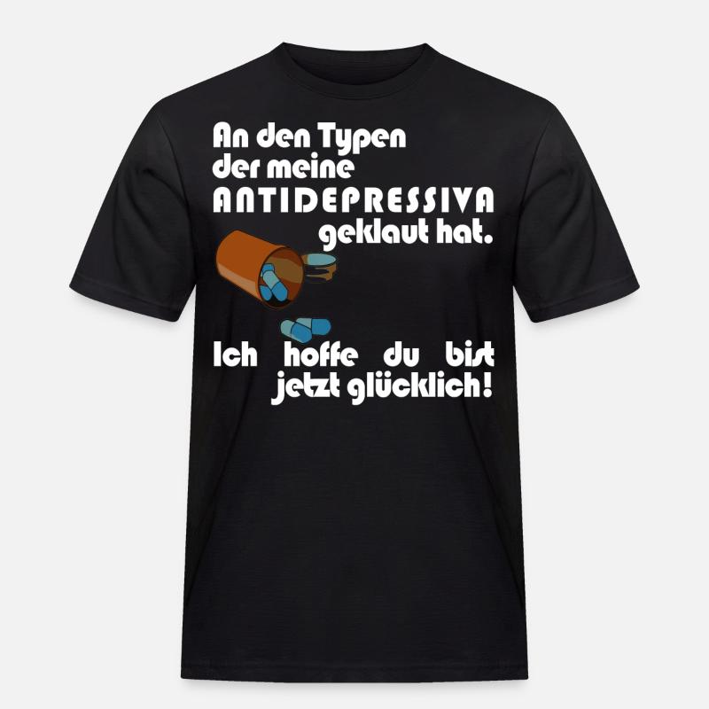 Antidepressiva Dieb - Männer Workwear T-Shirt - Schwarz