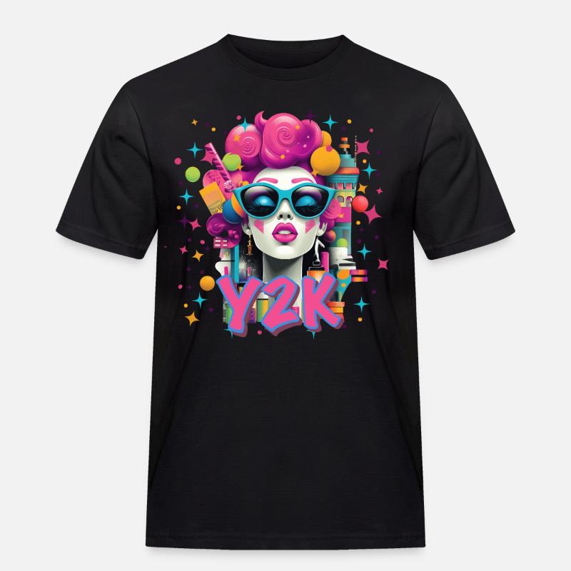 Y2K Retro Neon - Männer Workwear T-Shirt - Schwarz