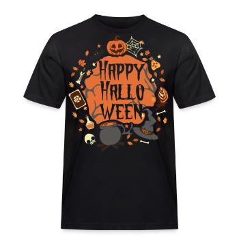 "Happy Halloween" Gruseliges Kostüm für Damen - Männer Workwear T-Shirt - Schwarz - Vorne - AI Model Male 178 light (178cm)