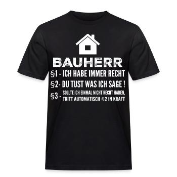 Bauherr Hausbau Baustelle Lustiges Geschenk - Männer Workwear T-Shirt - Schwarz - Vorne - AI Model Male 178 light (178cm)