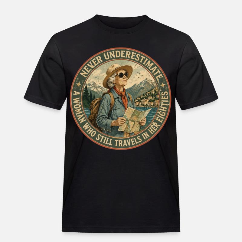 Baroudeuse de 80 ans : L'Aventure Continue - T-shirt Workwear homme - noir