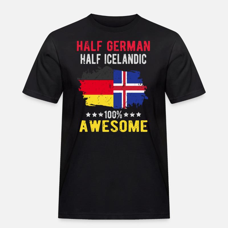 Halb Deutsch Halb Isländer - Männer Workwear T-Shirt - Schwarz