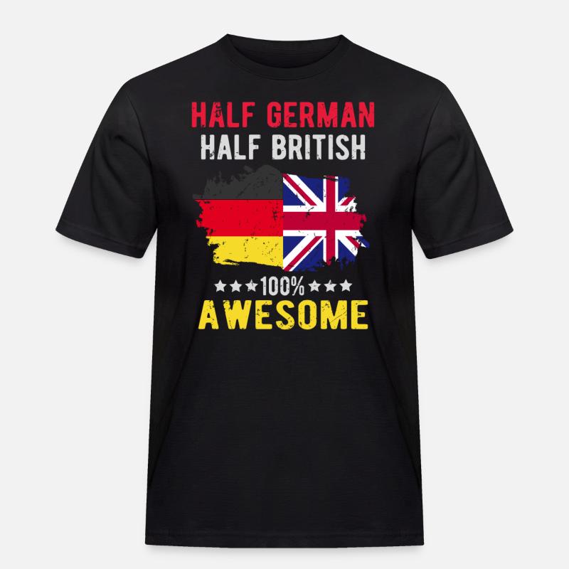 Halb Deutsch Halb Britisch - Männer Workwear T-Shirt - Schwarz